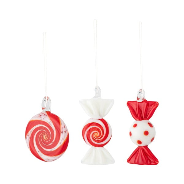 Iš stiklo rankų darbo eglutės papuošimai 3 vnt. 6 cm Festive – Bloomingville