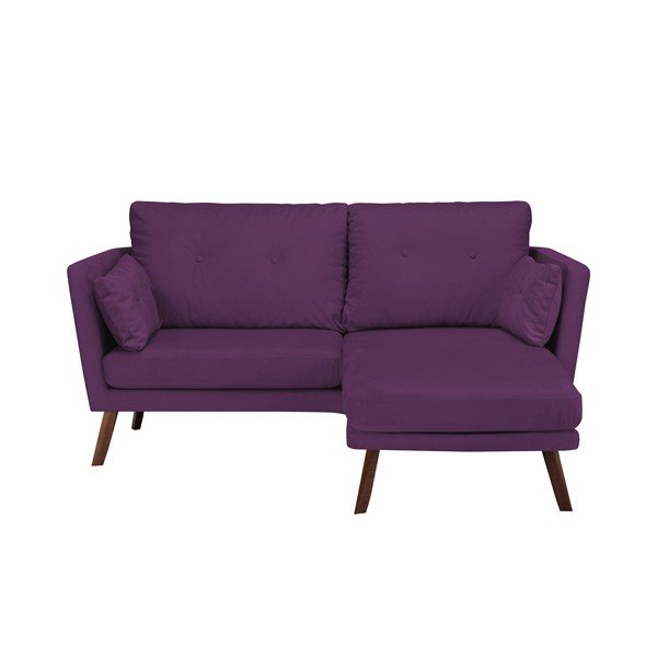 "Mazzini Sofas Elena" tamsiai violetinės spalvos trijų vietų sofa, su šezlongu dešiniajame kampe-image-2