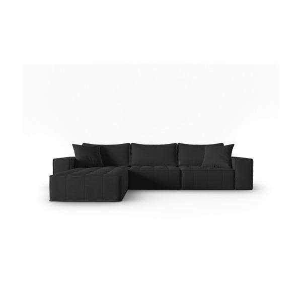 Kampinė sofa juodos spalvos (su kairiuoju kampu) Mike – Micadoni Home
