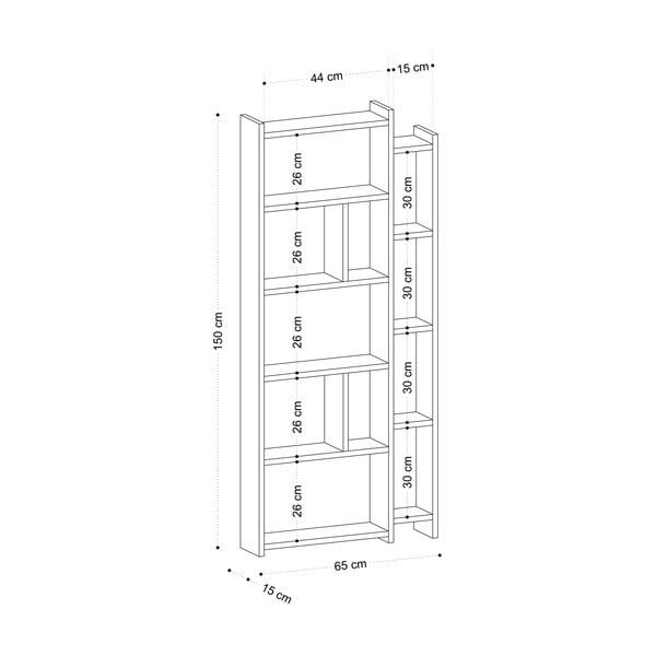 Knygų spinta  natūralios spalvos iš ąžuolo 65x150 cm Momo – Kalune Design-image-3