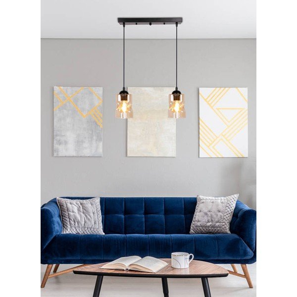 Juodas pakabinamas šviestuvas su stikliniu gaubtu 10x44 cm Felis - Candellux Lighting-image-1