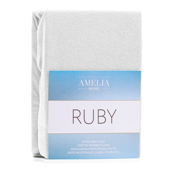 Baltos spalvos iš frote audinio paklodė su guma 180x200 cm Ruby – Restilo-image-2