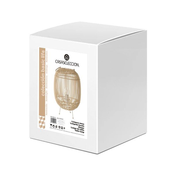 Iš rotango stalinis šviestuvas natūralios spalvos su rotango gaubtu (aukštis 30,5 cm) Natural Way – Casa Selección-image-4