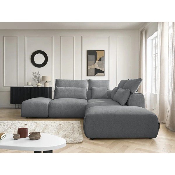 Tamsiai pilkos spalvos reguliuojama modulinė kampinė sofa Jana – Bobochic Paris-image-4