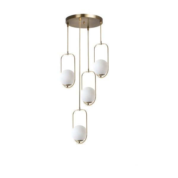 Kabantis šviestuvas baltos spalvos/auksinės spalvos ø 30 cm su stiklo gaubtu Ahu – Opviq lights