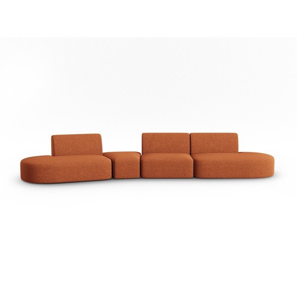 Terakotos spalvos iš šenilinio audinio sofa su kairiuoju kampu 428 cm Paolo – Milo Casa
