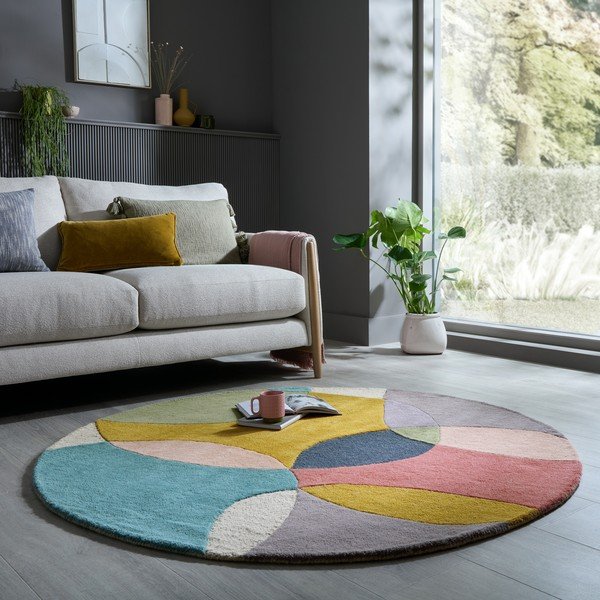 Rankų darbo iš vilnos apvalios formos kilimas ø 160 cm Glow Multi – Flair Rugs-image-1