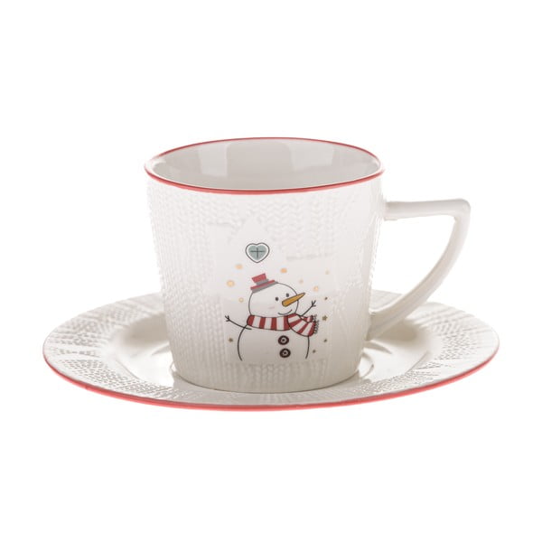 Baltos spalvos iš porceliano  puodelis su Kalėdų motyvu 110 ml Snowman – Dakls
