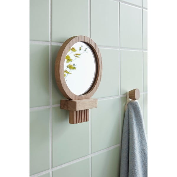 Sieninis/kosmetinis veidrodis su medžio masyvo rėmu ø 14 cm – Hübsch-image-1