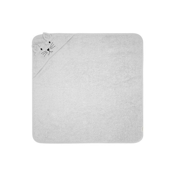 Pilkos spalvos medvilninis vaikiškas rankšluostis su gobtuvu Kindsgut Cat-image-3