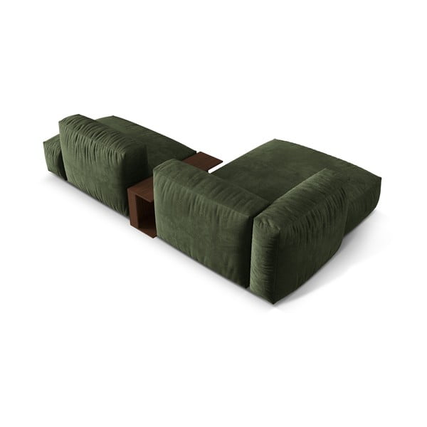 Žalios spalvos iš velveto modulinė kampinė sofa (su kairiuoju kampu/su gultu) Martina – Micadoni -image-4