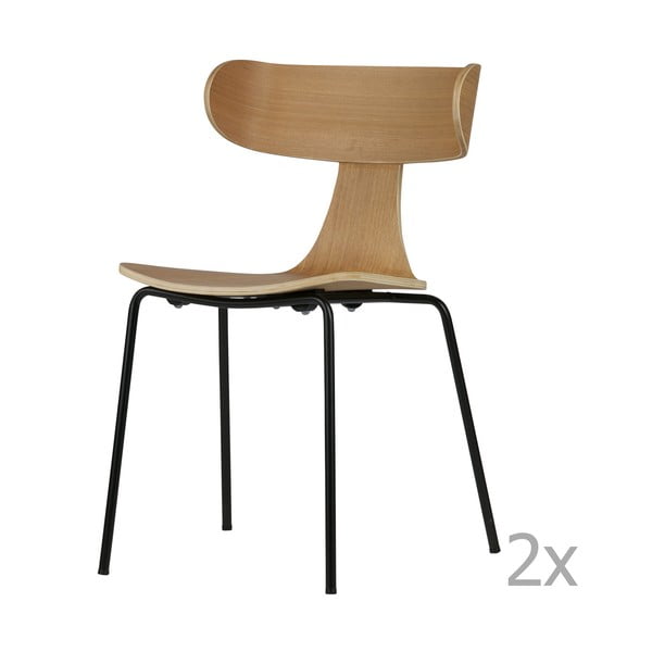 2 valgomojo kėdžių rinkinys iš šviesaus uosio faneruotės BePureHome Form