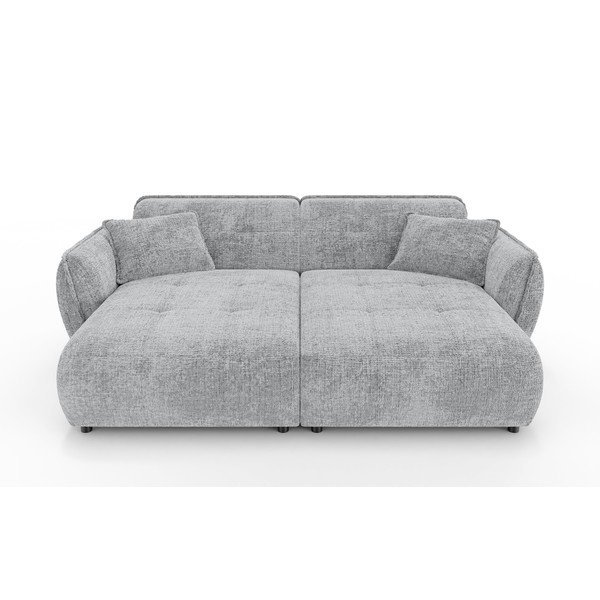 Šviesiai pilkos spalvos sofa iš šenilinio audinio su gultu 252 cm Nelia Big – Ropez