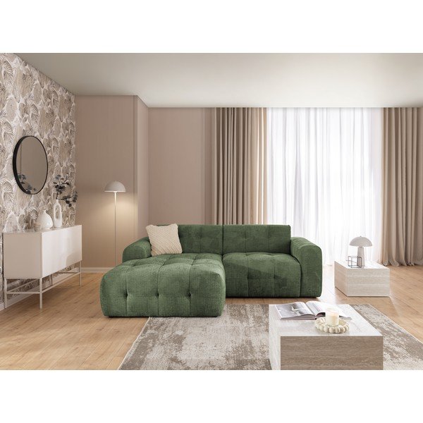 Žalios spalvos kampinė sofa (su kairiuoju kampu/su gultu) Melva – Ropez-image-2
