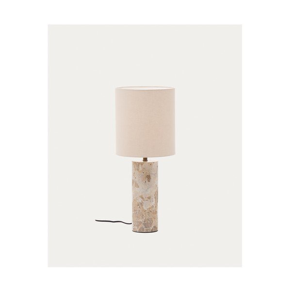 Smėlio spalvos iš marmuro stalinis šviestuvas (aukštis 54 cm) su tekstiliniu gaubtu Raze – Kave Home-image-4