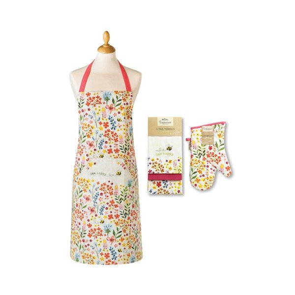 Rankšluostėlių, prijuostės ir puodų laikiklio rinkinys 5 vnt. Bee Happy – Cooksmart ®