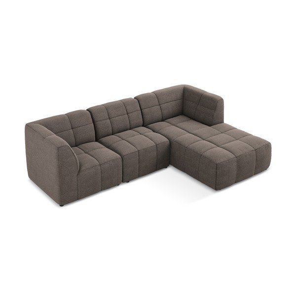 Rudos spalvos kampinė sofa iš boucle (su dešiniuoju kampu/su gultu) Aloha – Makamii-image-3