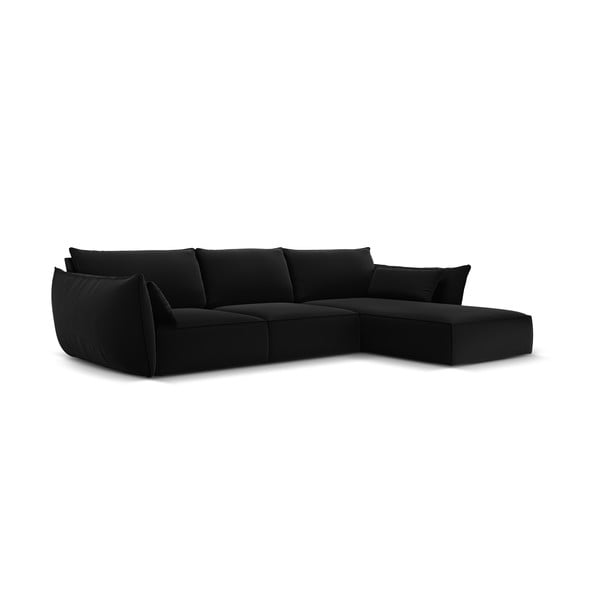 Juodos spalvos iš velveto kampinė sofa (su dešiniuoju kampu/su gultu) Vanda – Mazzini Sofas-image-2
