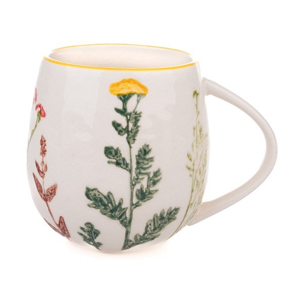 Baltos spalvos iš porceliano puodelis 500 ml Flower Garden – Dakls