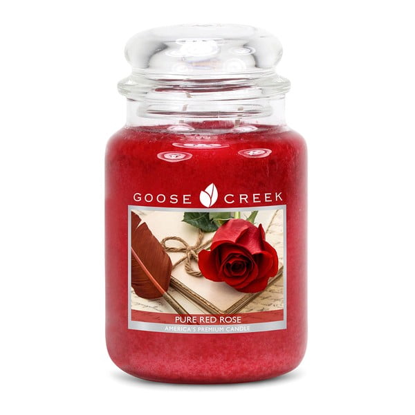 Kvapnioji žvakė stikliniame indelyje "Goose Creek Red Rose", 150 valandų degimo