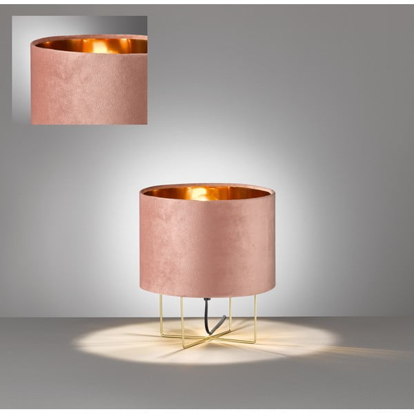 Stalinis šviestuvas rožinės spalvos (aukštis 32 cm) su tekstiliniu gaubtu Aura – Fischer & Honsel-image-2