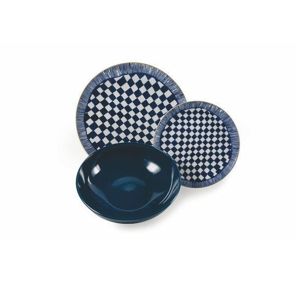 18 dalių porceliano ir akmens masės lėkščių rinkinys VDE Tivoli 1996 Blue Masai-image-2