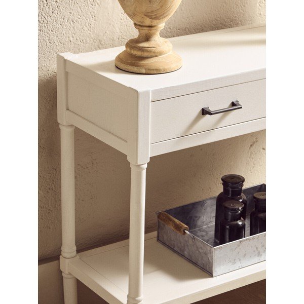 Baltos spalvos iš pušies masyvo konsolinis staliukas 35x91 cm Heritage – Premier Housewares-image-3
