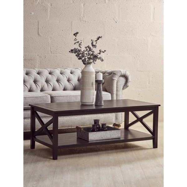 Juodos spalvos kavos staliukas 60x120 cm Heritage – Premier Housewares-image-3