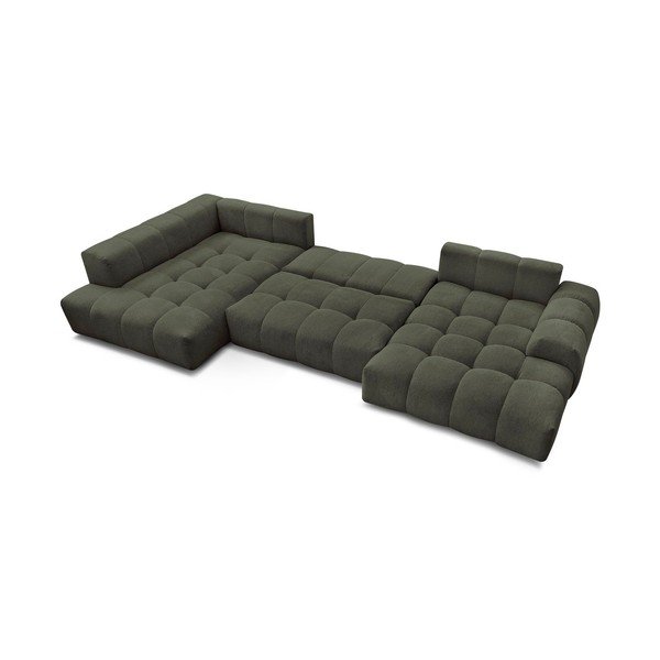 Žalios spalvos iš šenilinio audinio sulankstoma/su sandėliavimo vieta kampinė sofa (su kairiuoju kampu/„U“ formos) Everest – Bobochic Paris-image-4
