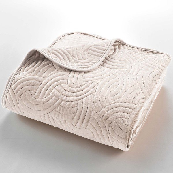 Kreminės spalvos iš velveto lovatiesės ir pagalvės užvalkalų rinkinys 220x240 cm Solange – douceur d'intérieur-image-2