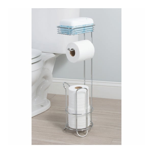 Plieninis tualetinio popieriaus laikiklis su lentyna iDesign-image-3
