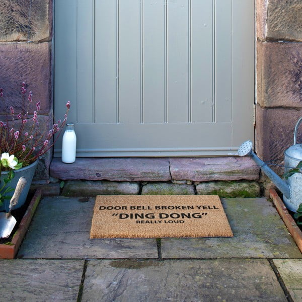 Iš kokoso pluošto grindų kilimėlis 40x60 cm Yell Ding Dong – Artsy Doormats-image-4