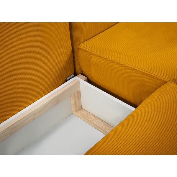 Geltona aksominė U formos sofa-lova Mazzini Sofas Azalea-image-1