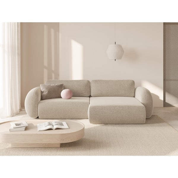 Smėlio spalvos iš šenilinio audinio sulankstoma/su sandėliavimo vieta kampinė sofa Tonale – Cosmopolitan Design-image-1