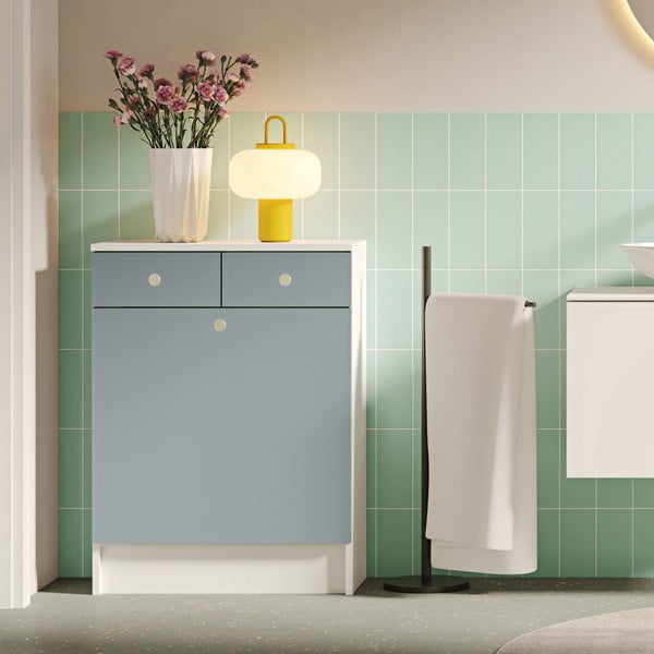 Vonios daiktadėžė baltos spalvos/pilkos spalvos 60x82 cm Combi – TemaHome-image-1