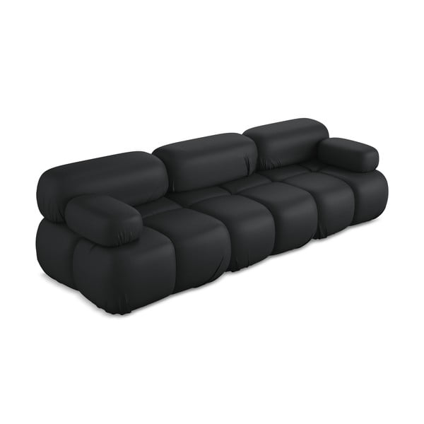 Juodos spalvos iš dirbtinės odos sofa 285 cm Lokua – Makamii-image-2