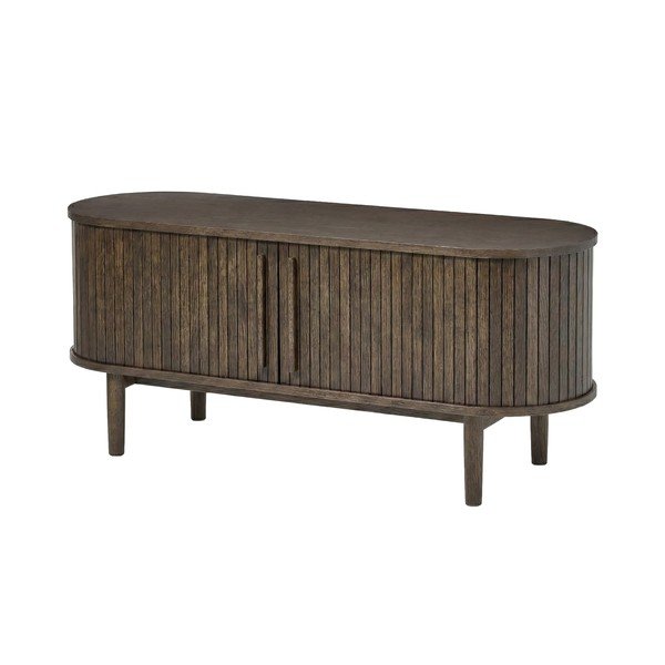 Tamsios natūralios spalvos TV spintelė iš ąžuolo 140x56x40 cm Meta – Unique Furniture