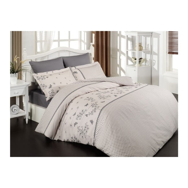 Dvivietės lovos paklodė su ranforce medvilnės paklode Azara Pink, 200 x 220 cm