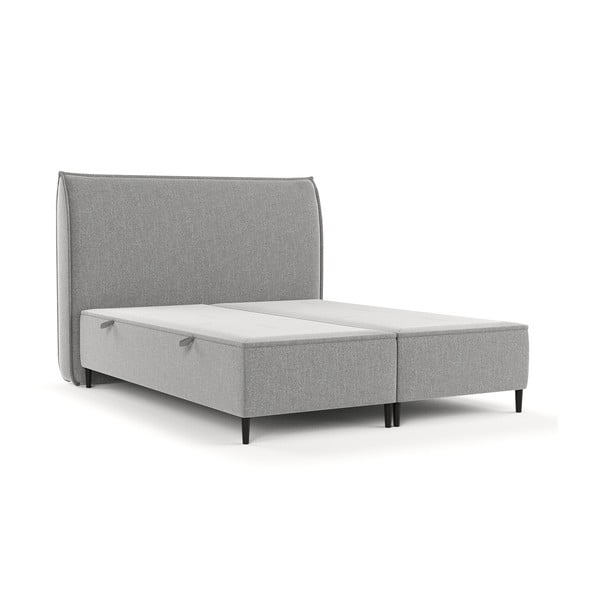 Dvigulė lova šviesiai pilkos spalvos audiniu dengta su sandėliavimo vieta 140x200 cm Draco – Maison de Rêve