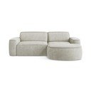 Kreminės spalvos iš šenilinio audinio kampinė sofa (su dešiniuoju kampu/su gultu) Omao – Makamii