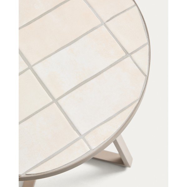 Iš keraminės plokštės apvalios formos sodo šoninis staliukas ø 45 cm Tella – Kave Home-image-3
