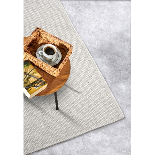 Rankų darbo iš vilnos mišinio kilimas kreminės spalvos 60x90 cm Pradesh Natural White – Elle Decoration-image-2