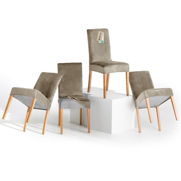 Pilkai smėlinės spalvos įtempiami kėdėms baldų apmušalai 4 vnt. 48 cm Sento – Restilo