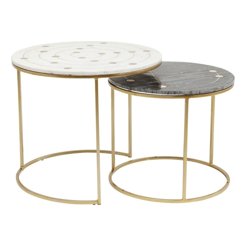 2 stalų su marmuro stalviršiu rinkinys "Kare Design Mystic