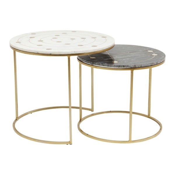 2 stalų su marmuro stalviršiu rinkinys "Kare Design Mystic