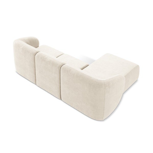 Smėlio spalvos kampinė sofa iš šenilinio audinio (su kairiuoju kampu/su gultu) Lani – Makamii-image-3