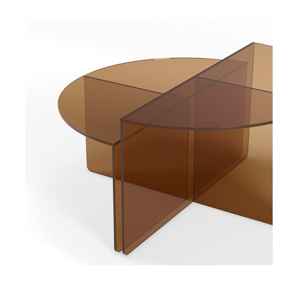 Rudos spalvos iš stiklo apvalios formos kavos staliukai 2 vnt. ø 80 cm Velta – MOME-image-4