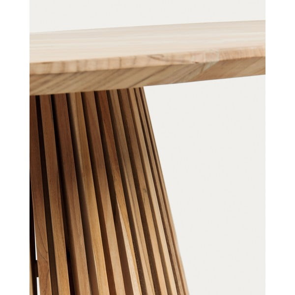 Iš tikmedžio masyvo apvalios formos valgomojo stalas natūralios spalvos ø 90 cm Jeanette – Kave Home-image-2