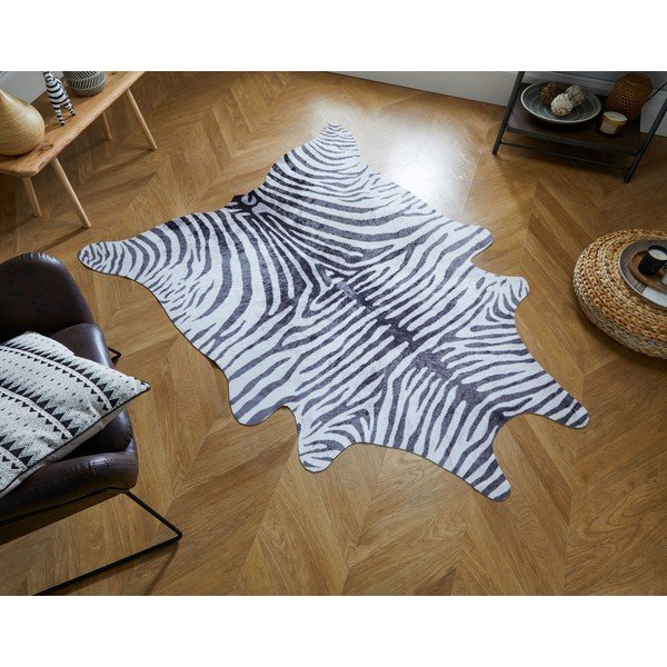 Baltai juodas sintetinis kailis 195x155 cm - Flair Rugs-image-1