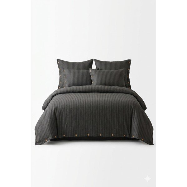 Tamsiai pilkos spalvos iš ranforce medvilnės dvigulė/itin ilga patalynė 240x220 cm Como Striped – Mila Home Luxury